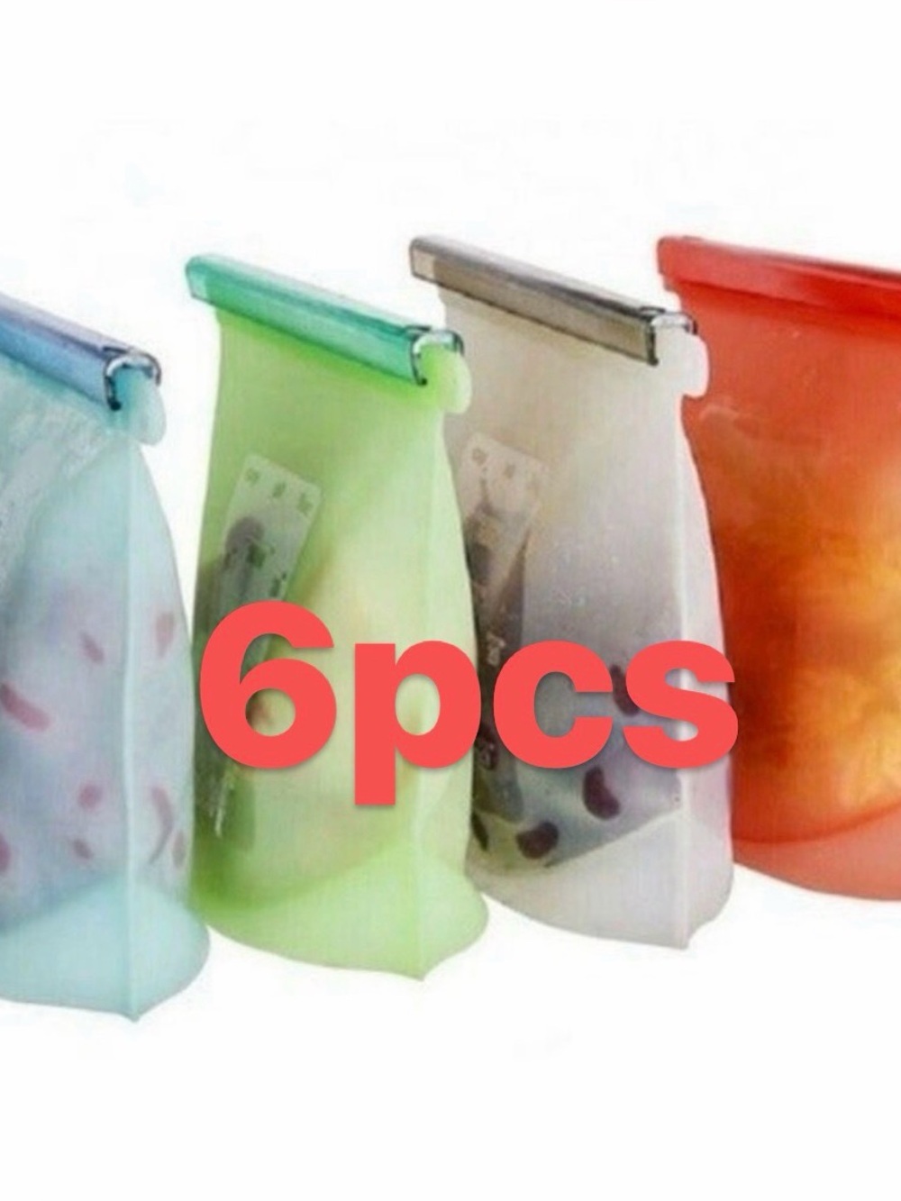 Reusable Silicone Food Storage Bag 6pack